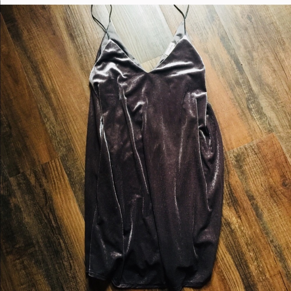 Love Riche Grey Velvet Dress